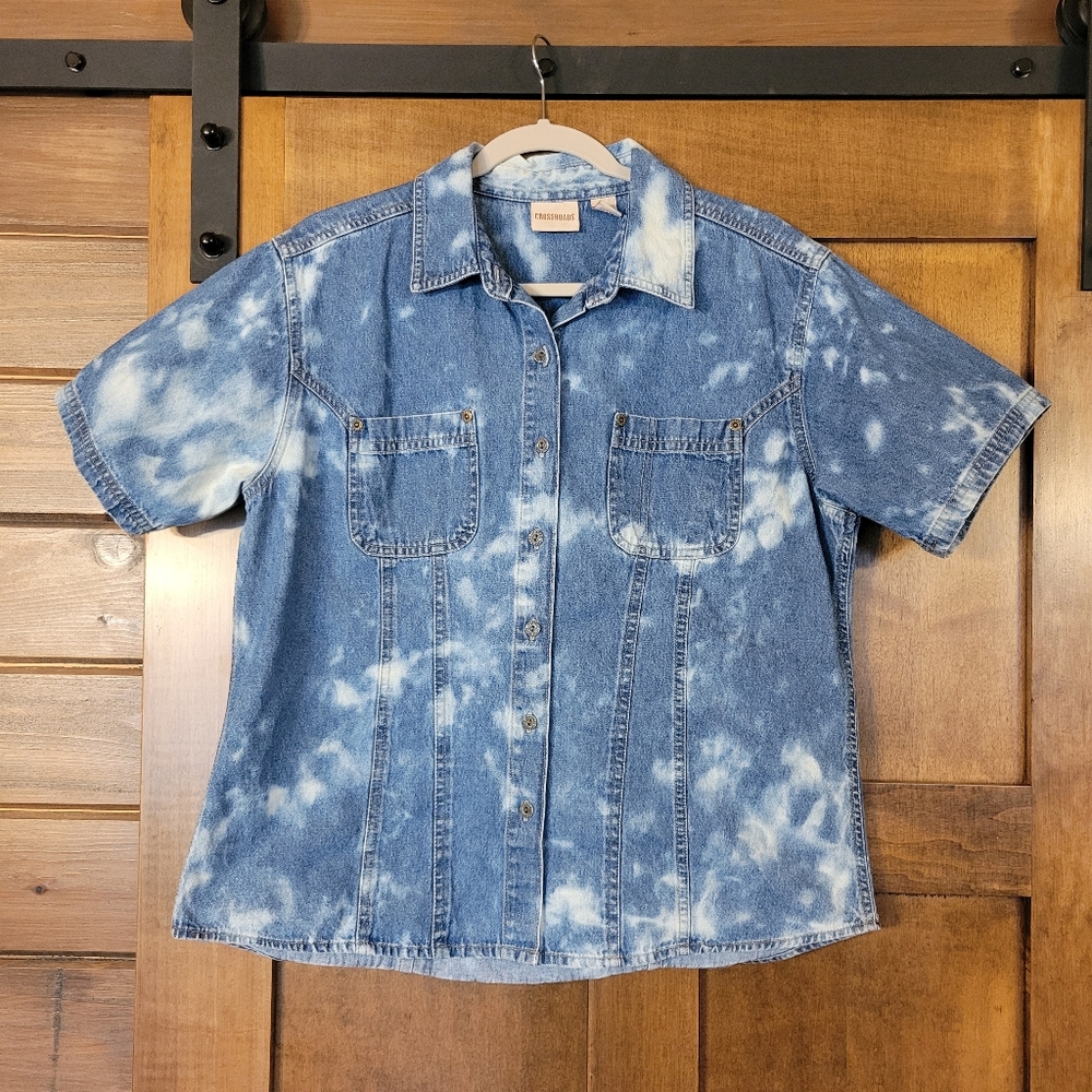VNTG Crossroads Denim Shirt Y2K summer layering Size Large